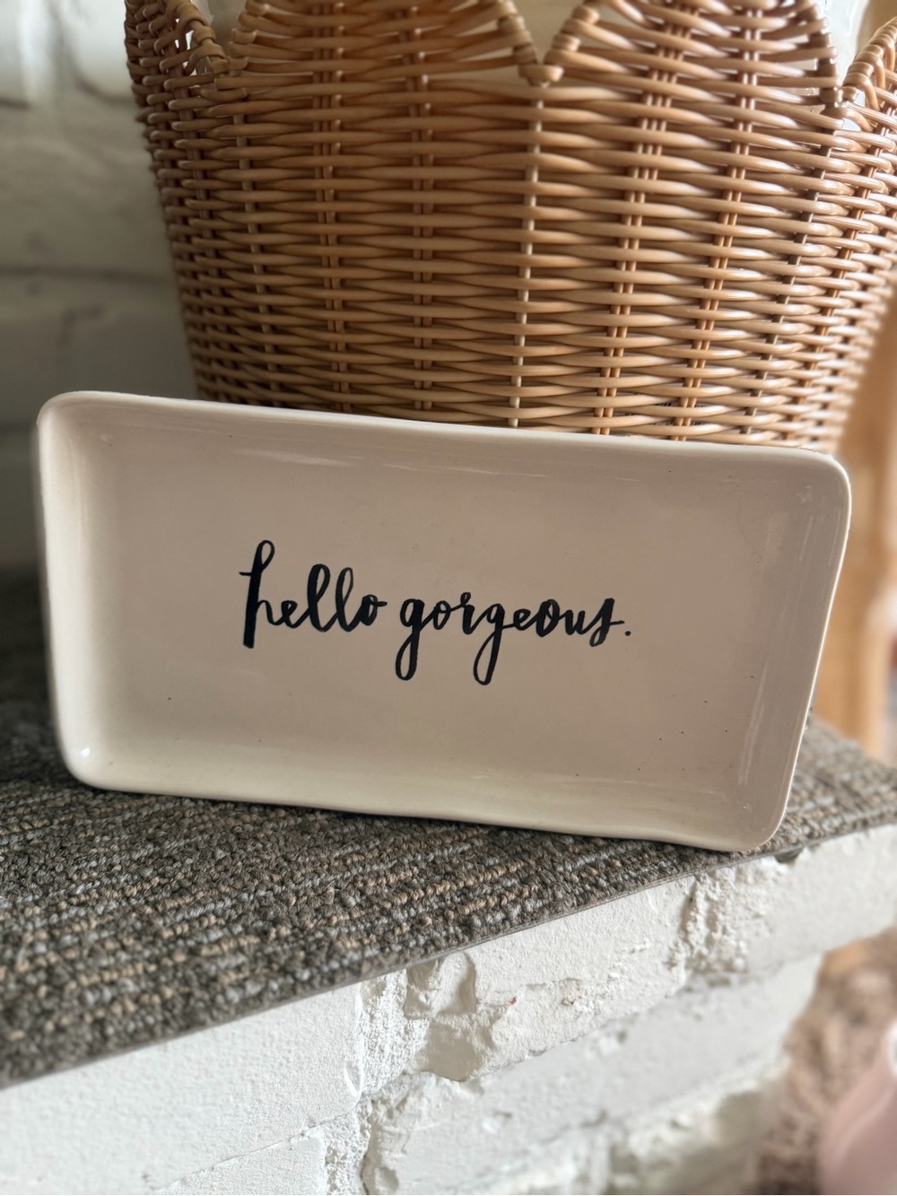 Rae Dunn White "hello gorgeous." Vanity Tray